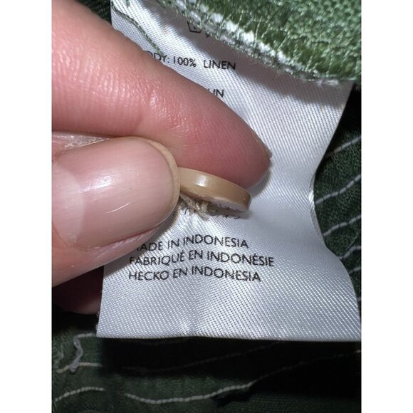 FAITHFULL THE BRAND Green Linen Smocked Sleeveless Midi Dress Button Down Sz 10 - Picture 16 of 16